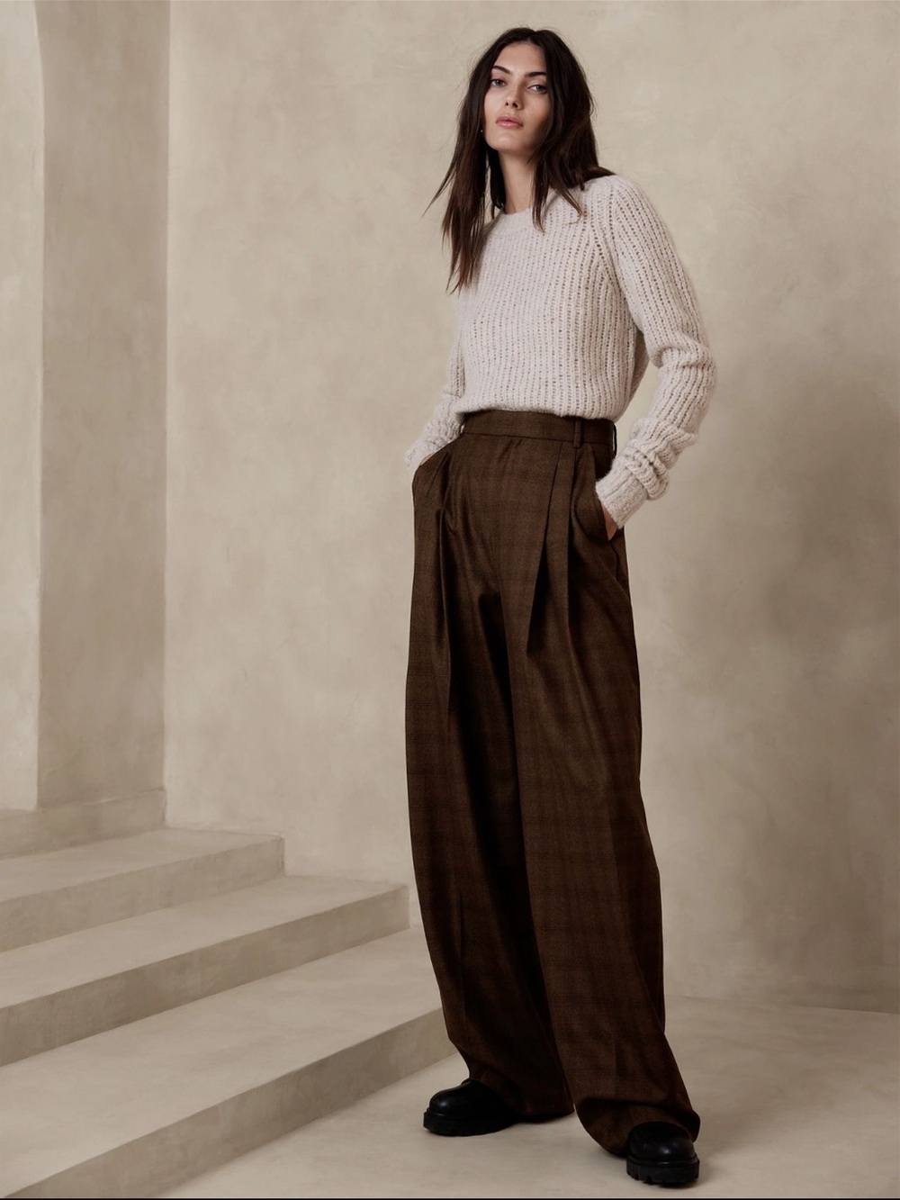 Banana Republic ‘Vasto’ Wide-Leg Italian 100% Wool Pant Trouser NWT Size 8